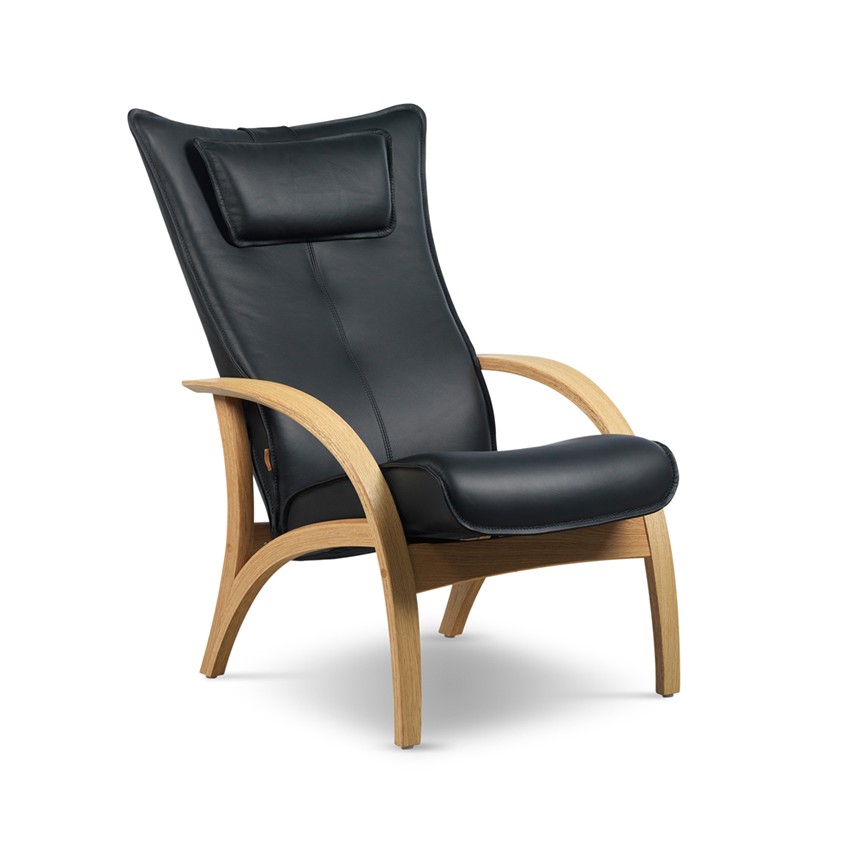 DELTA ADVENTURE ORGINAL Fåtölj Läder Classic Nero. Massiv ek Oljad.