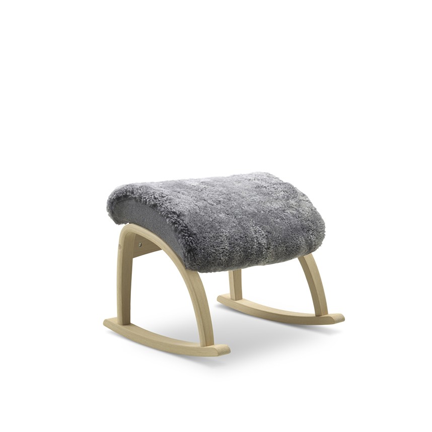 DELTA COMFORT ORGINAL Pall Fårskinn Scandinavian Grey. Massiv ek Vitoljad.