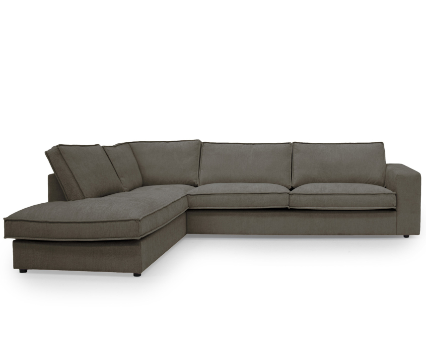 GRACE Soffa med öppet avslut Tyg Kansas Brown. Vänster
