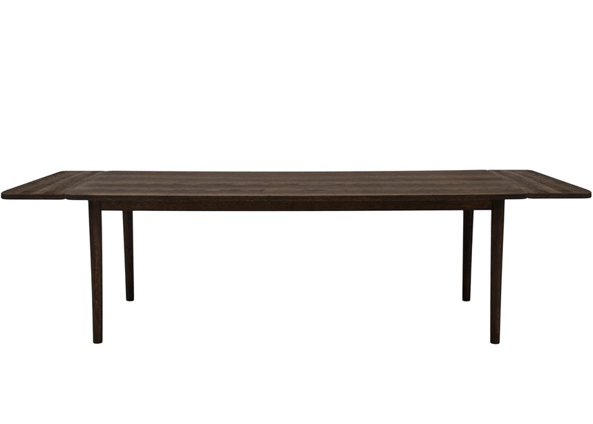 NEA Matbord Ekfanér Brunoljad 220 cm. Inkl. 2 tilläggsskivor.