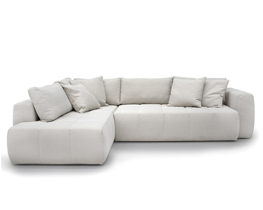 EDITH Soffa med öppet avslut Tyg Loop Creme. Vänster.