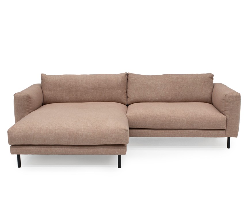BILLIE Soffa med divan Tyg Spicy Dusty Pink. Höger. Fast klädsel.