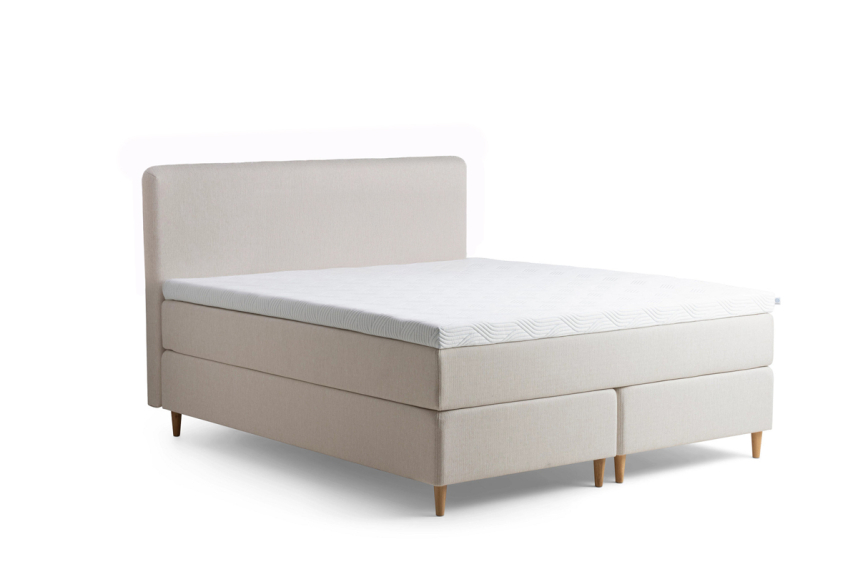 PROMISE Kontinentalsäng 180x200 Mjuk inkl. madrass, ben &amp; gavel. Tyg Posatino Ivory.
