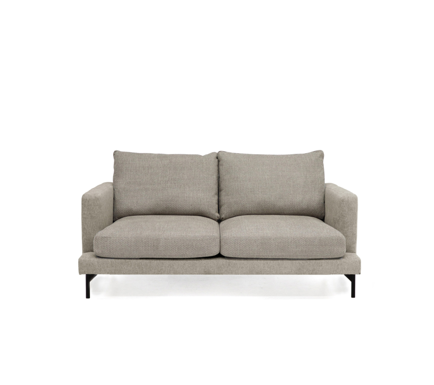 VILMA Soffa 2-sits Tyg Dolomite Aluminium. Metall svart.