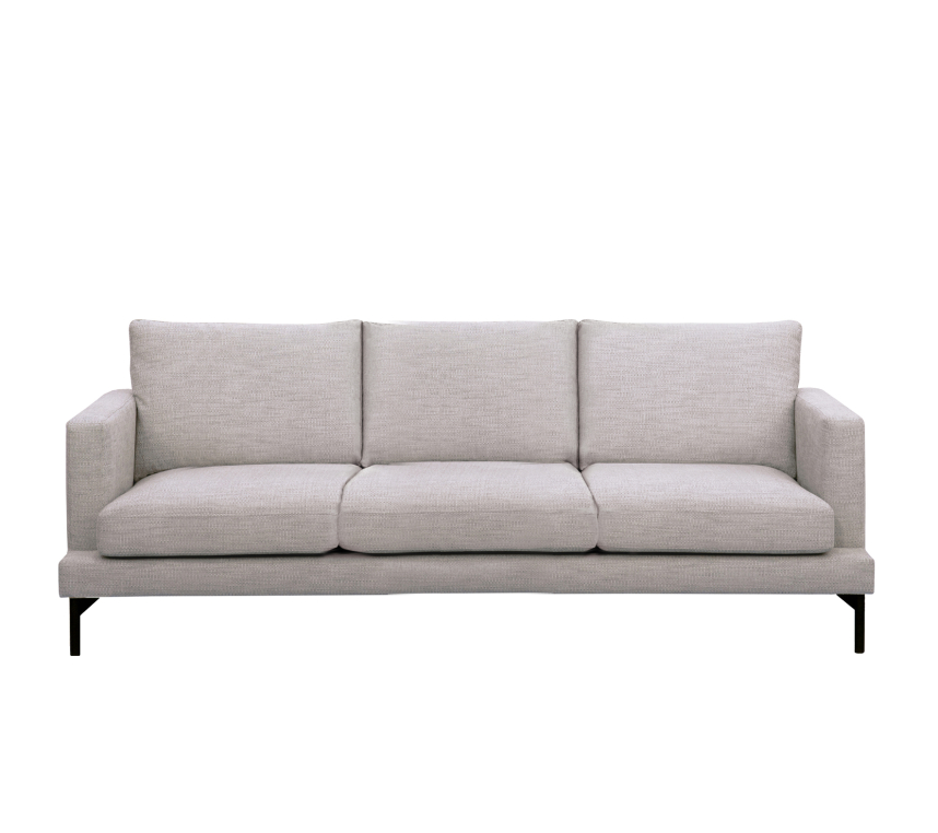 VILMA Soffa 3-sits Tyg Velly Ecru. Metall svart.