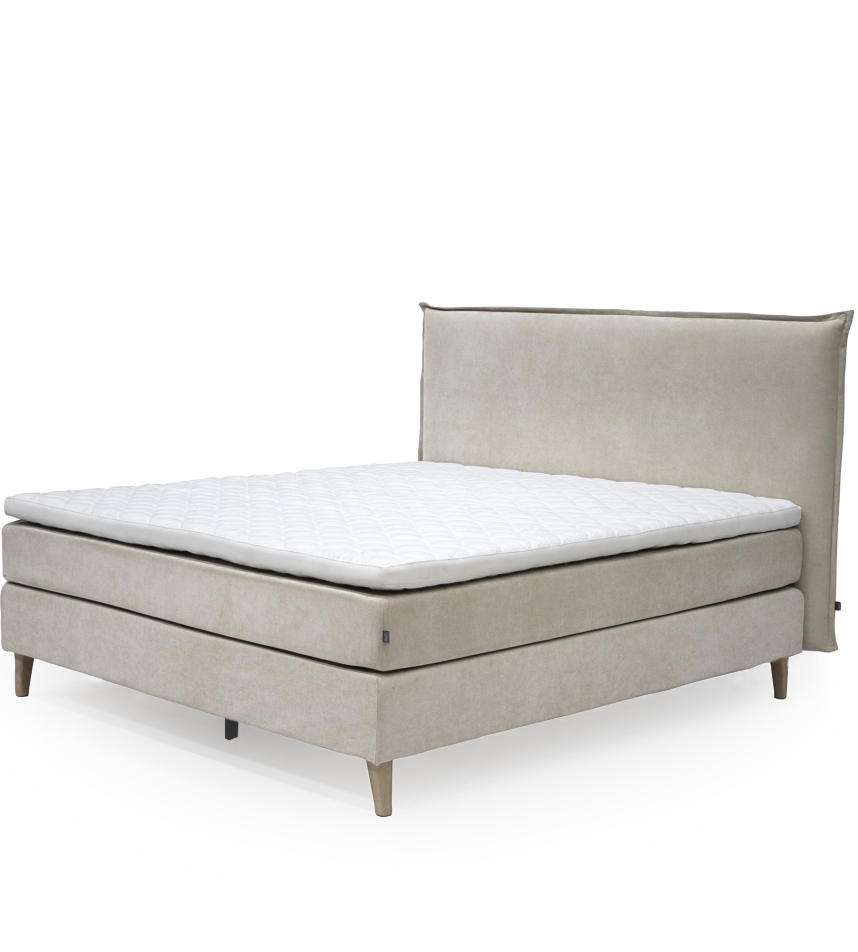 MOON 101 Kontinentalsäng 180x200 cm Medium/Fast inkl. bäddmadrass &amp; ben. Gavel Slim. Tyg Savoy Beige