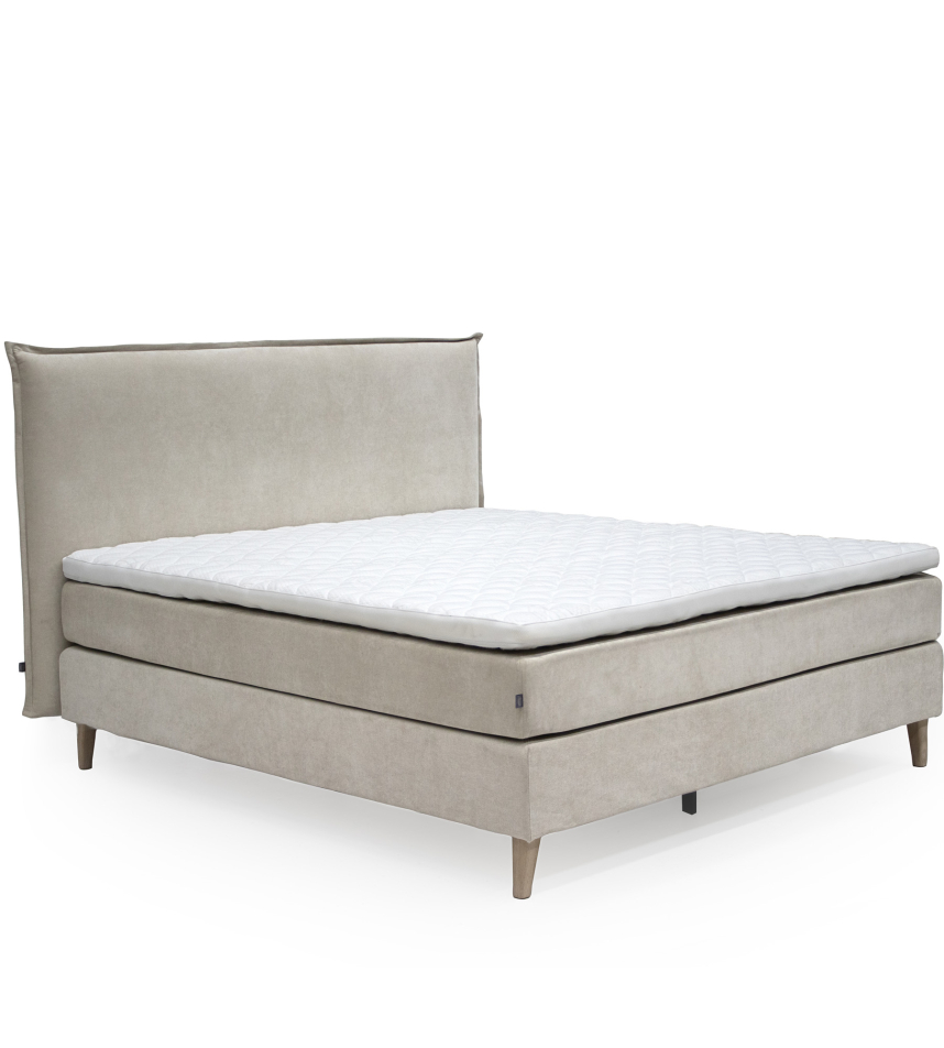 MOON 101 Kontinentalsäng 180x200 cm Medium/Fast inkl. bäddmadrass &amp; ben. Gavel Slim. Tyg Savoy Beige