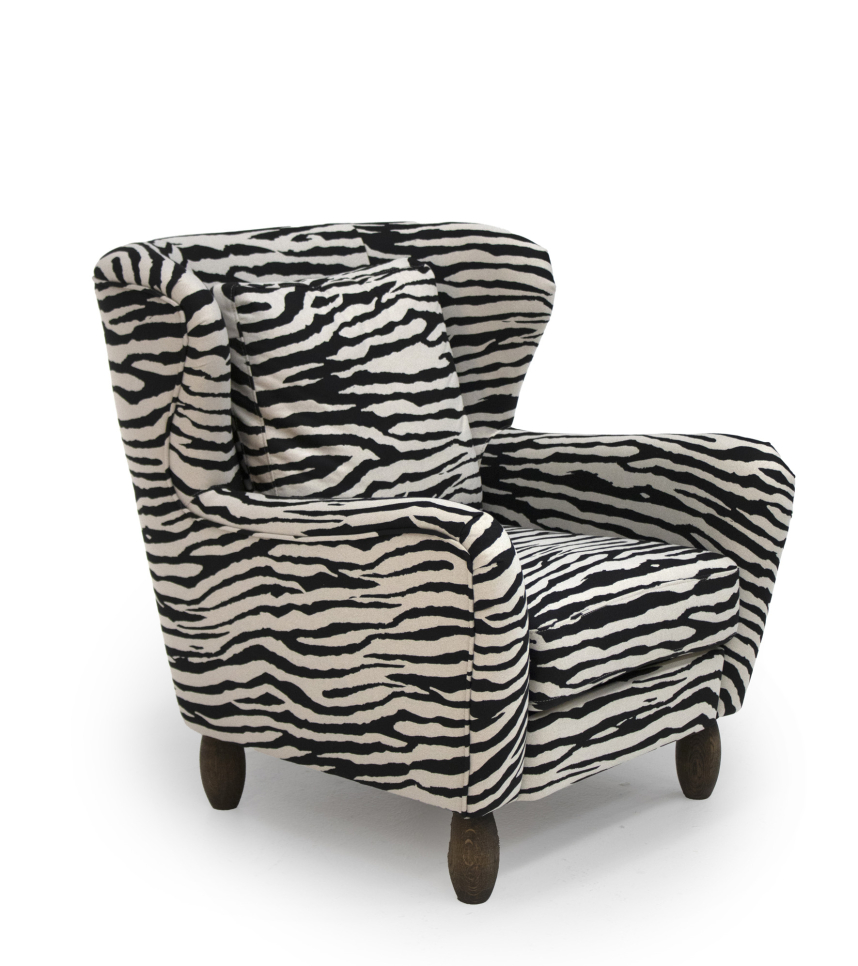 GINZA Fåtölj Tyg Animal Black/White