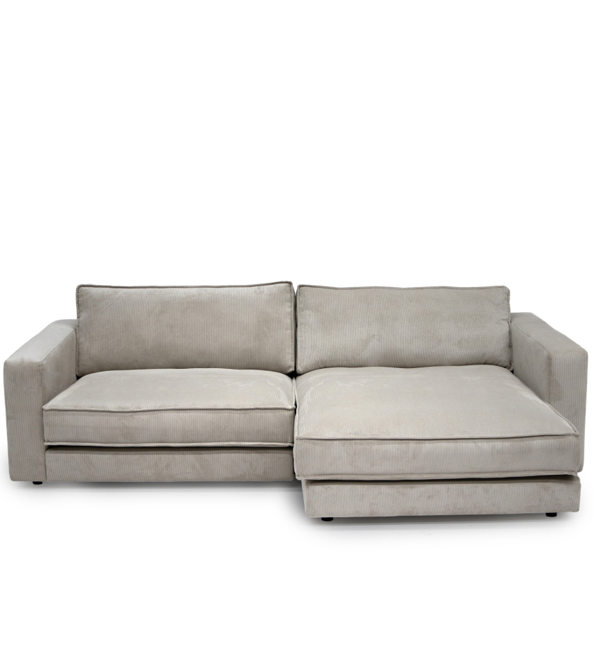 FIONA Soffa med divan Tyg Lisboa Ivory. Vändbar divan.