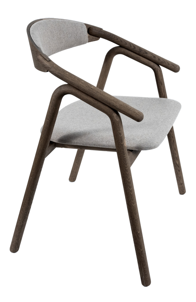 VEIFA Karmstol Massiv ask Mörkgråoljad. Tyg Alpine Beige