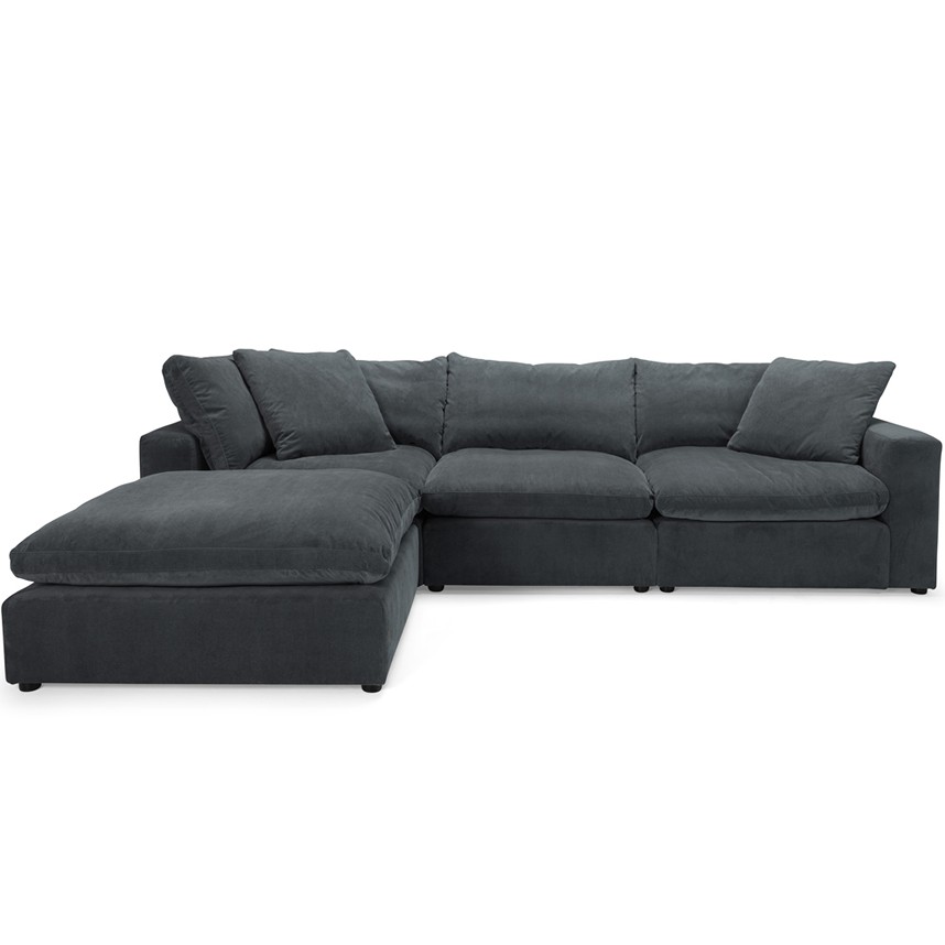 SKY Soffa 3-sits Tyg Wave Dark Grey, inkl. pall