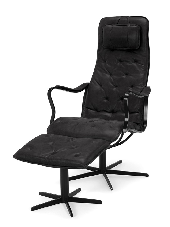 CHIC Fåtölj inklusive pall Läder Classic Svart