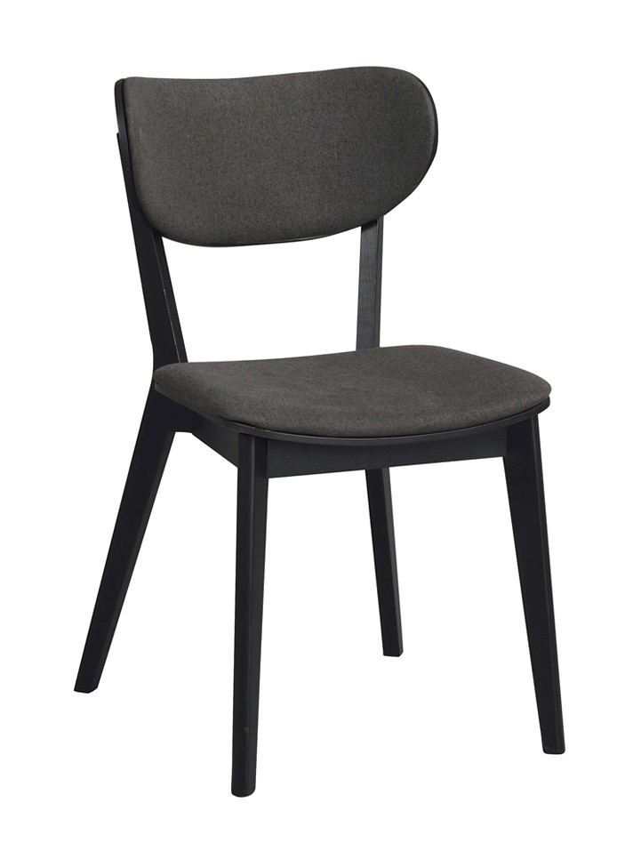 KATO Stol Massiv Ek Svartlackad. Tyg Mörkgrå.