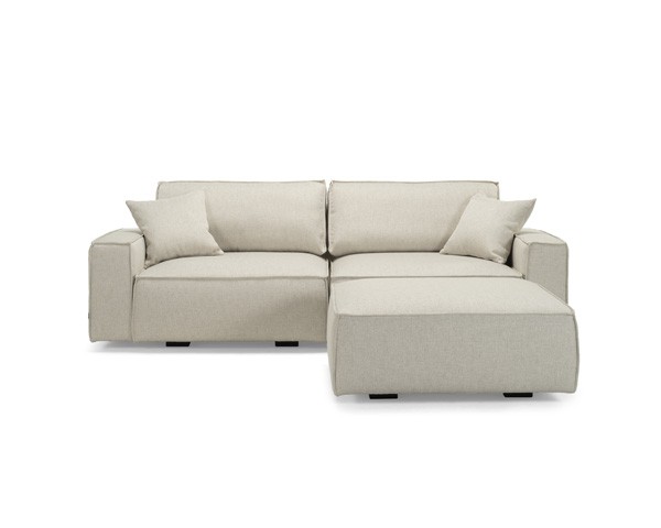 MAKSI Soffa 2,5-sits Tyg Solution Natur 01 Inkl. fotpall.
