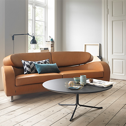 Lädersoffa i cognac