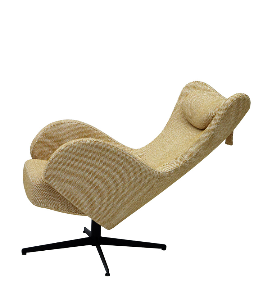 BELLA Fåtölj inklusive pall Tyg Uno Yellow