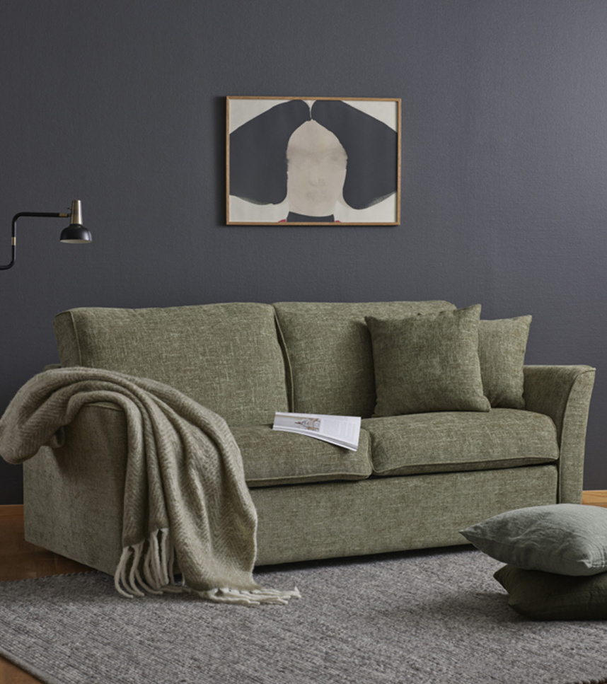 CELINE Bäddsoffa 2,5-sits Tyg Milan Grön