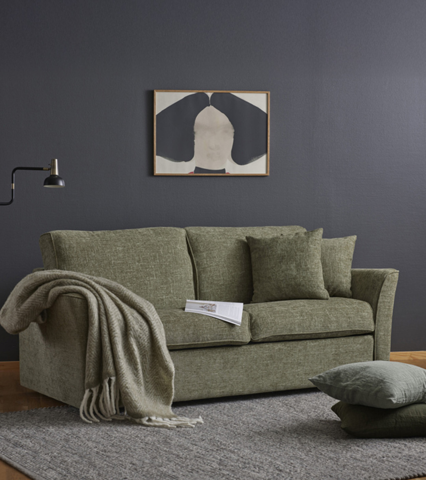 CELINE Bäddsoffa 3-sits Tyg Milan Grön