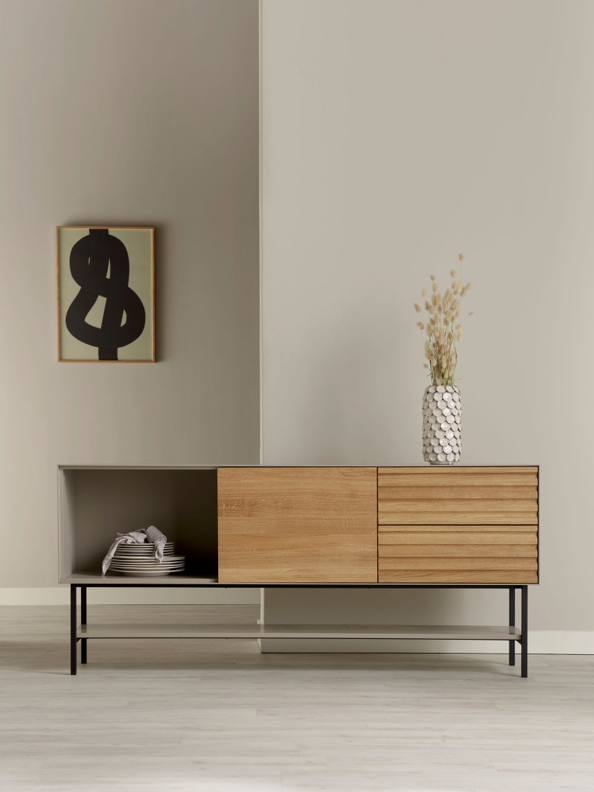 ESSENCE Sideboard Massiv ek Oljad, Varmgrå