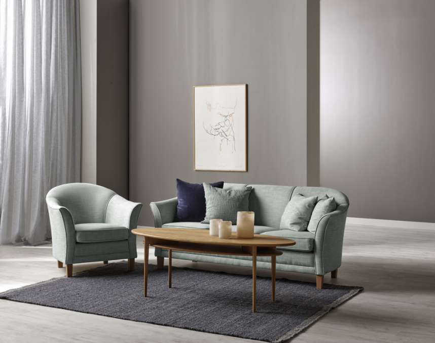 AGNES Soffa 3-sits Tyg Center Ljusgrön