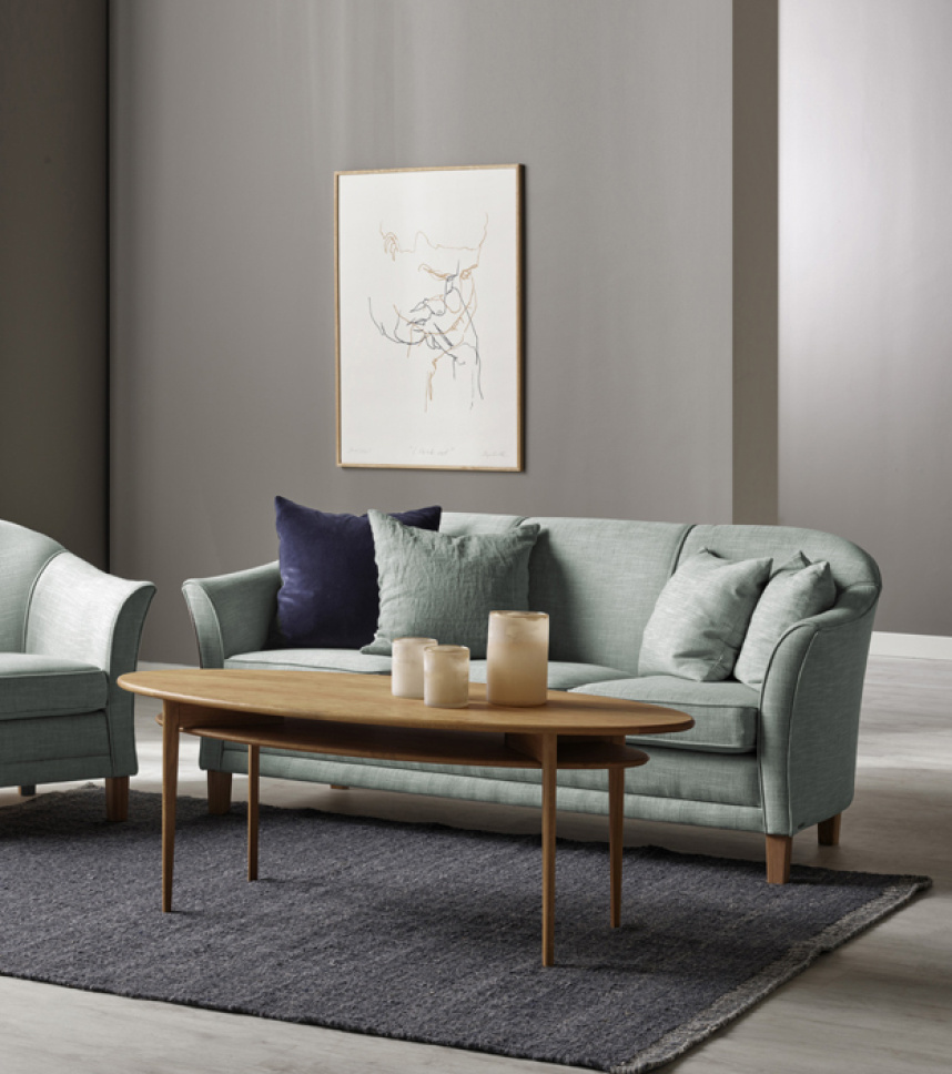 AGNES Soffa 3-sits Tyg Center Ljusgrön