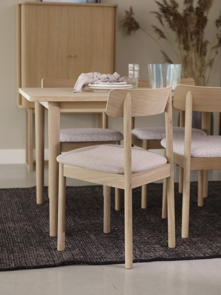 NEA Stol Ekfanér Vitoljad. Tyg Domino Beige