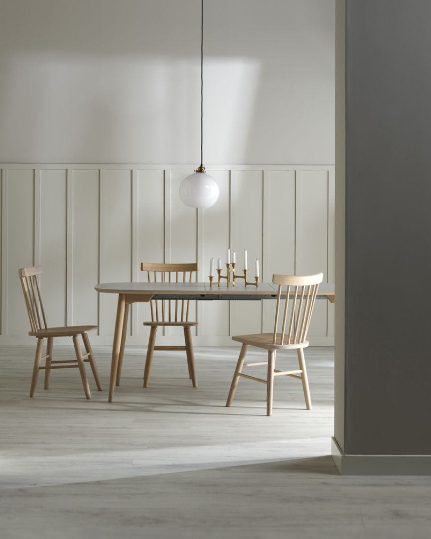 TIMELESS 04 Matbord Laminat Grå, Vitoljad ekkant 150x90. Vitoljad massiv ek.