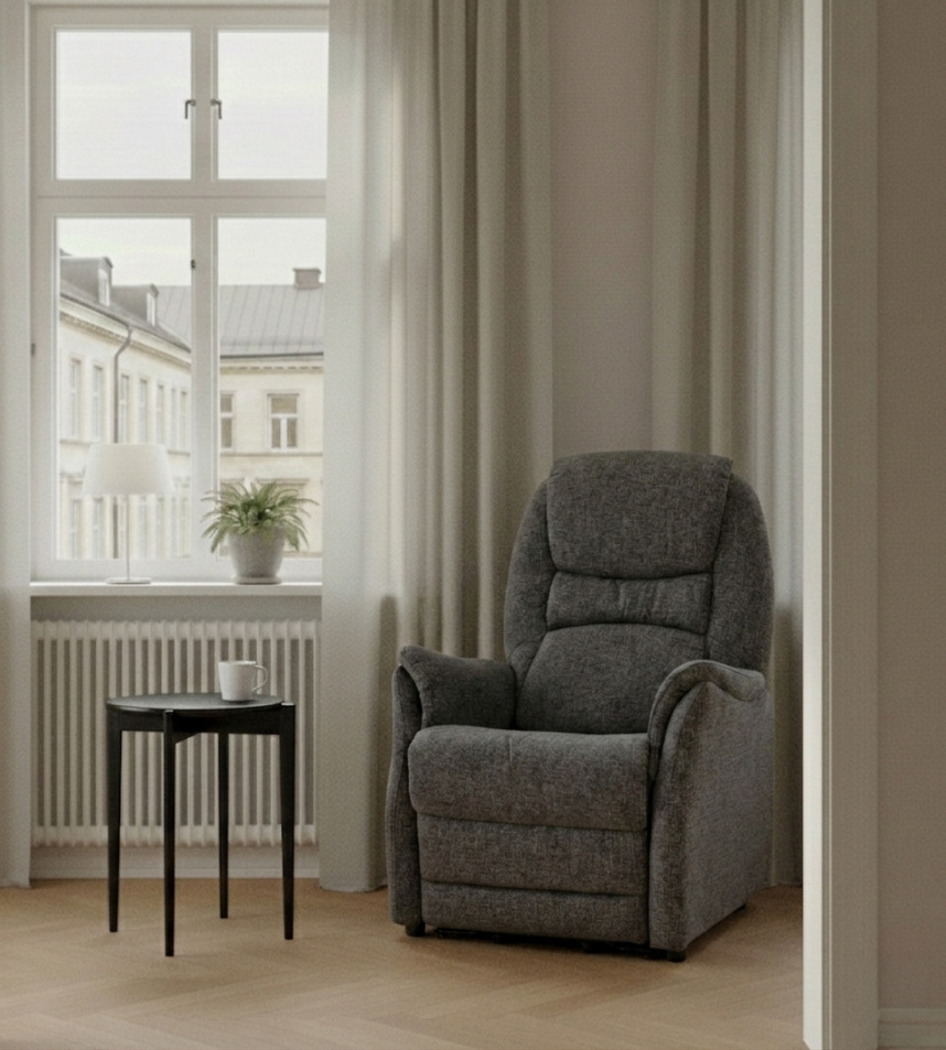 BERGEN Fåtölj Tyg Becca Gråsvart