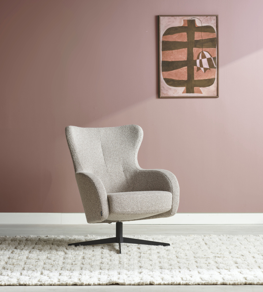 BELLA LOUNGE Fåtölj Tyg Taffie Beige