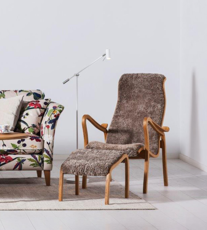 TORPAREN Fåtölj inklusive pall Fårskinn Sahara