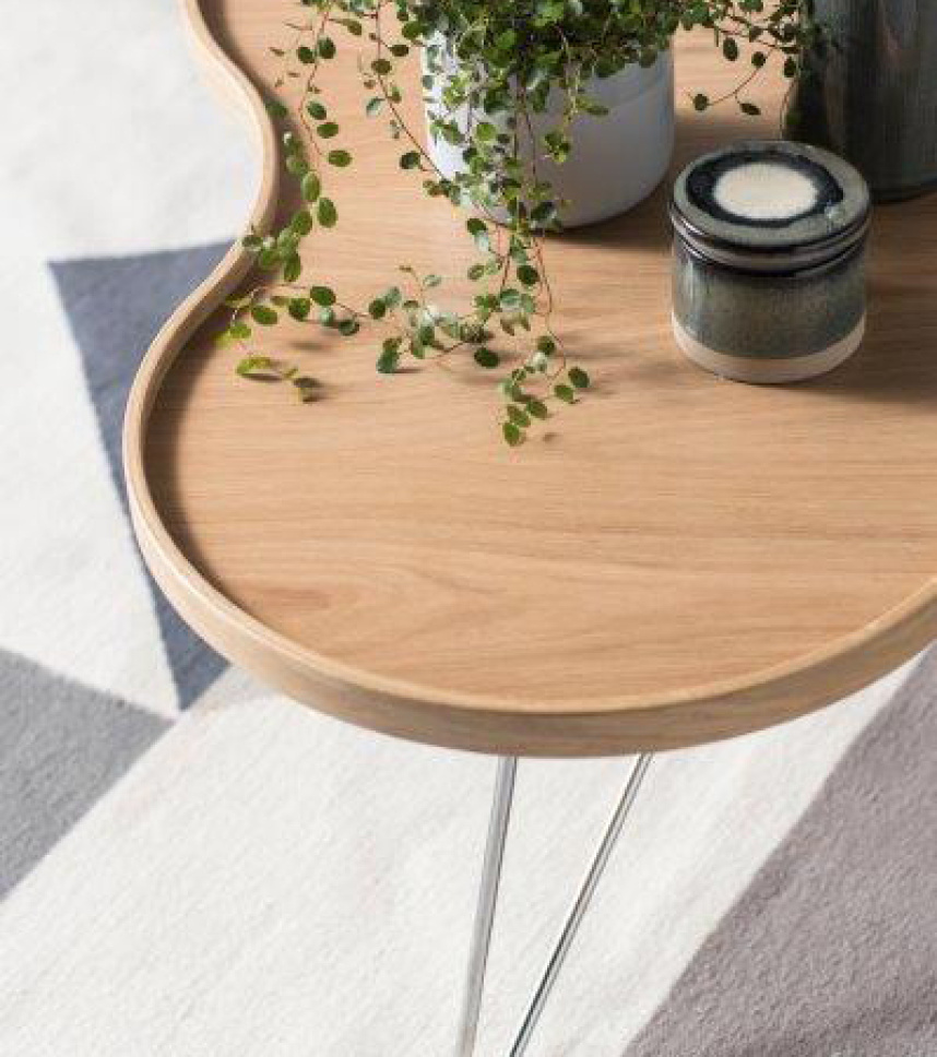 FLOWER MONO Soffbord Ekfanér Lackad Metallstativ