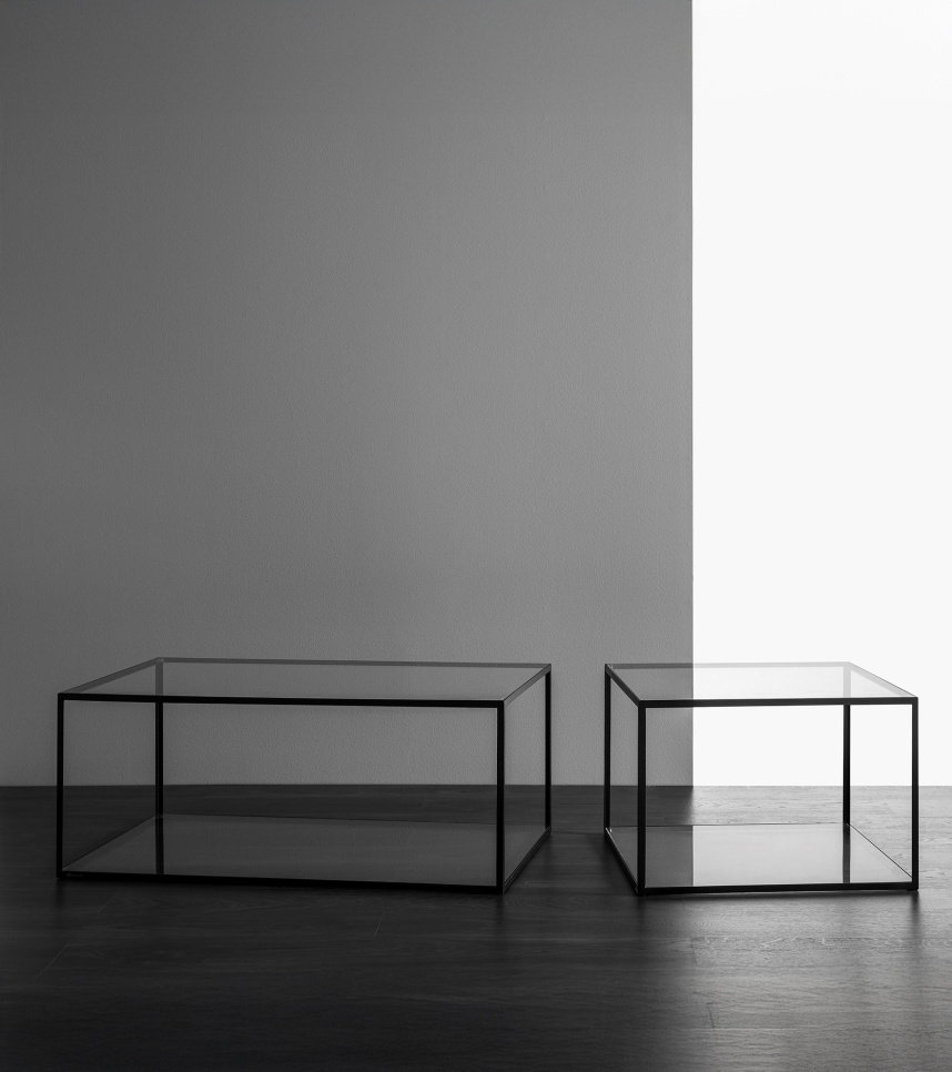 ALBERTO Soffbord Glas Metall svart