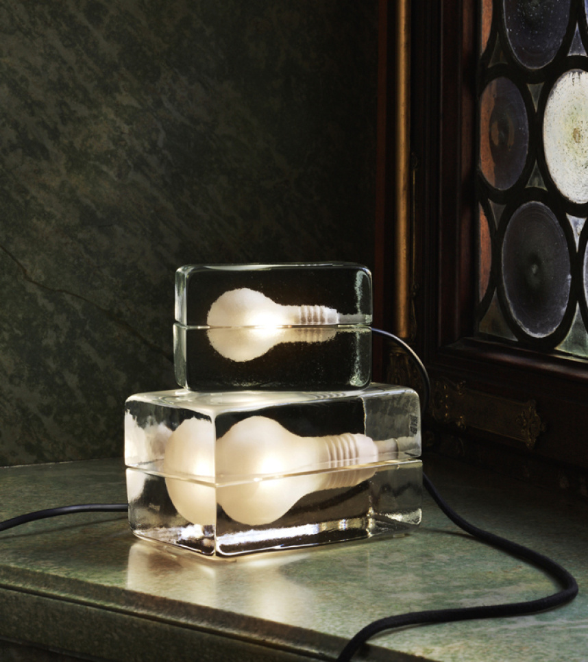 MINI BLOCK LAMP Bordslampa Glas