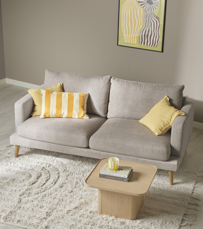 VILMA Soffa 3,5-sits Tyg Dolomite Taupe. Ek vitoljad.