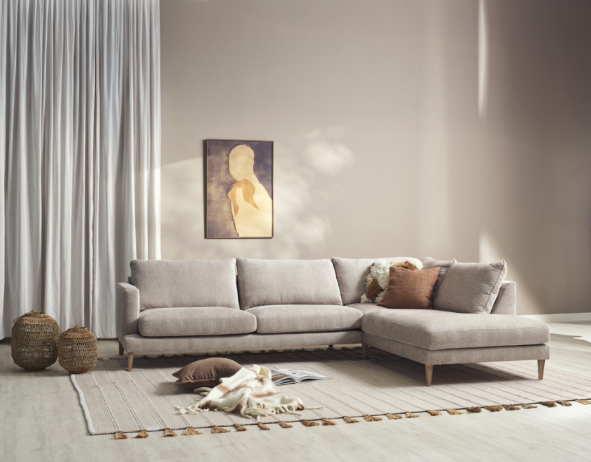 VILMA Soffa med öppet avslut Tyg Garnet Aluminium