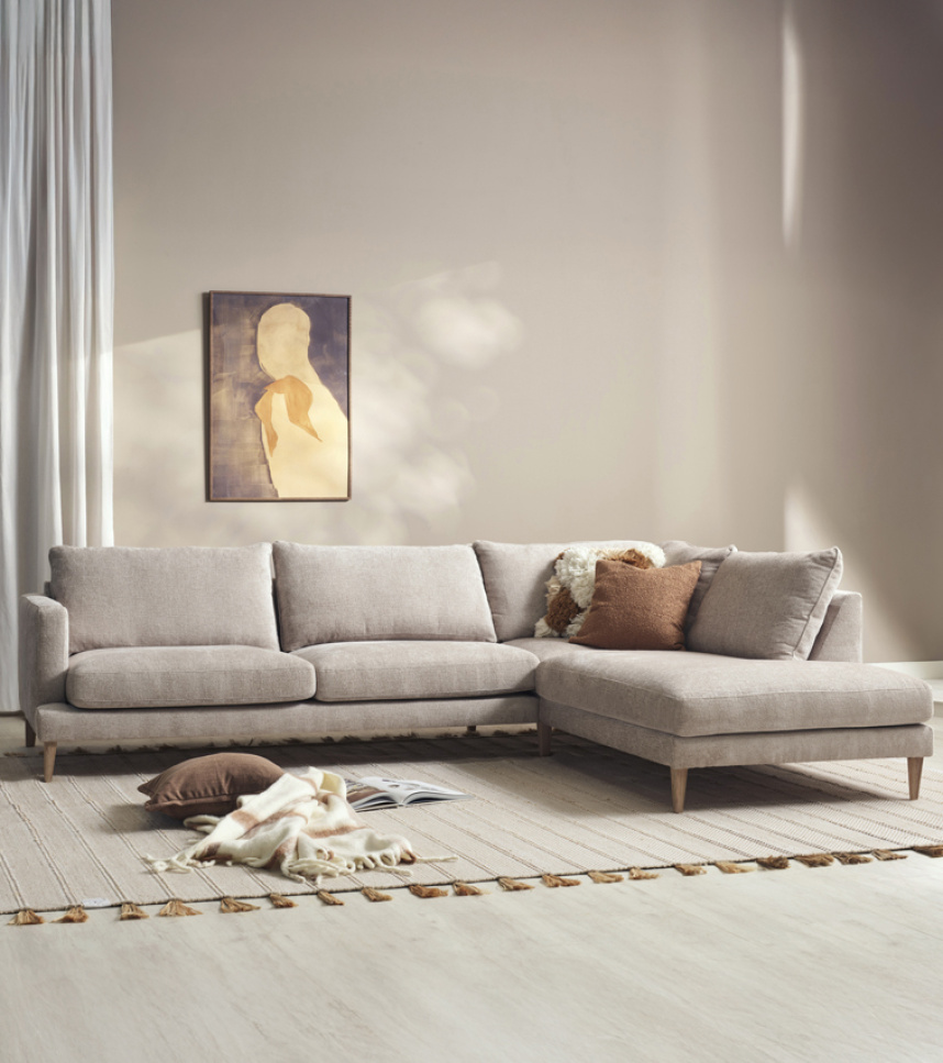 VILMA Soffa med öppet avslut Tyg Garnet Aluminium