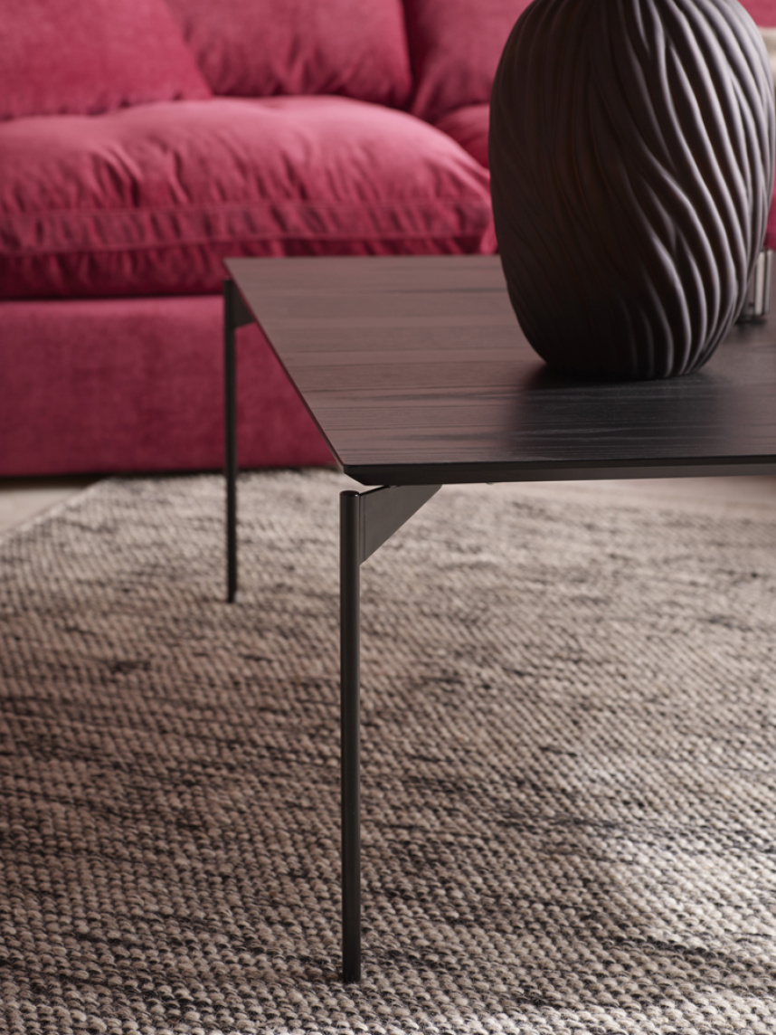 LEA Soffbord Ekfanér Espresso, Svart Metall