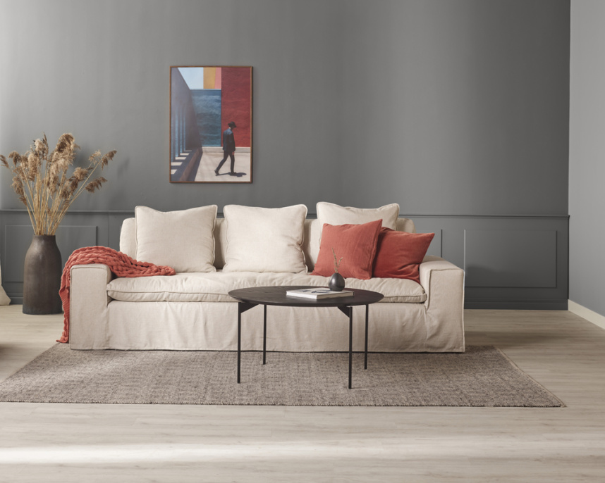 LEA Soffbord Ekfanér Espresso, Svart Metall