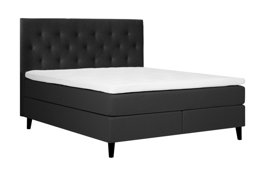 VISBY Kontinentalsäng 180x200 cm Medium/Medium inkl. gavel, bäddmadrass & ben. Tyg Nordic Antracit