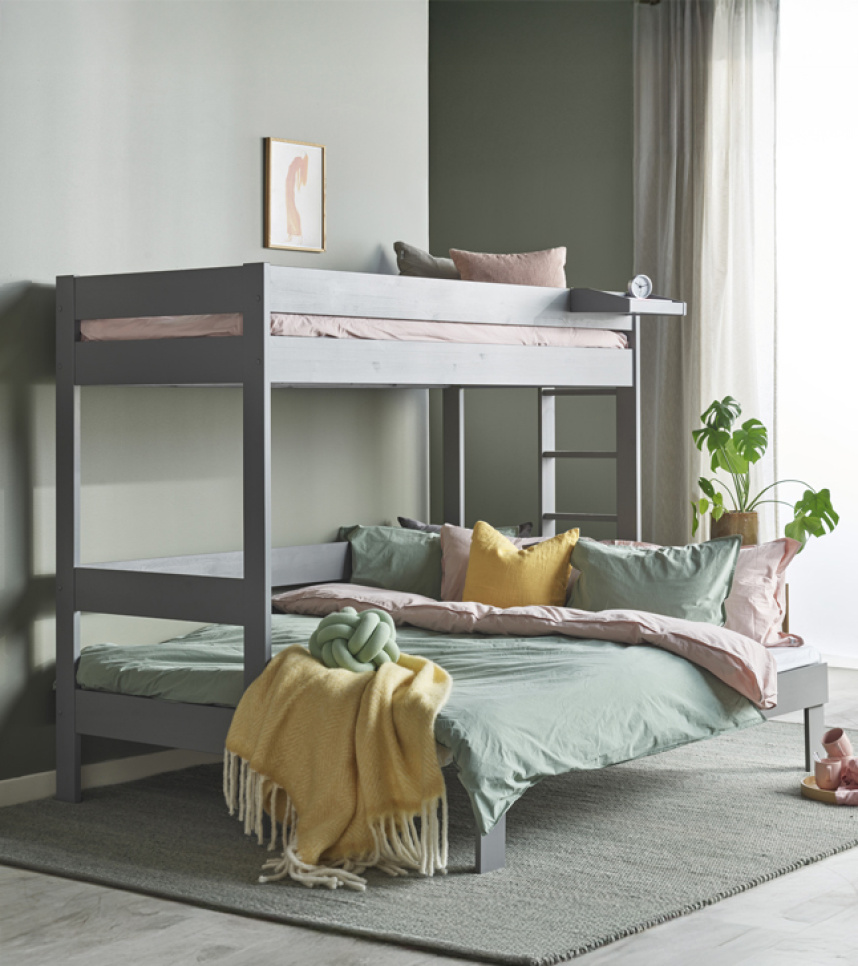 SIRI Våningssängar Grå, 90/170x200 cm