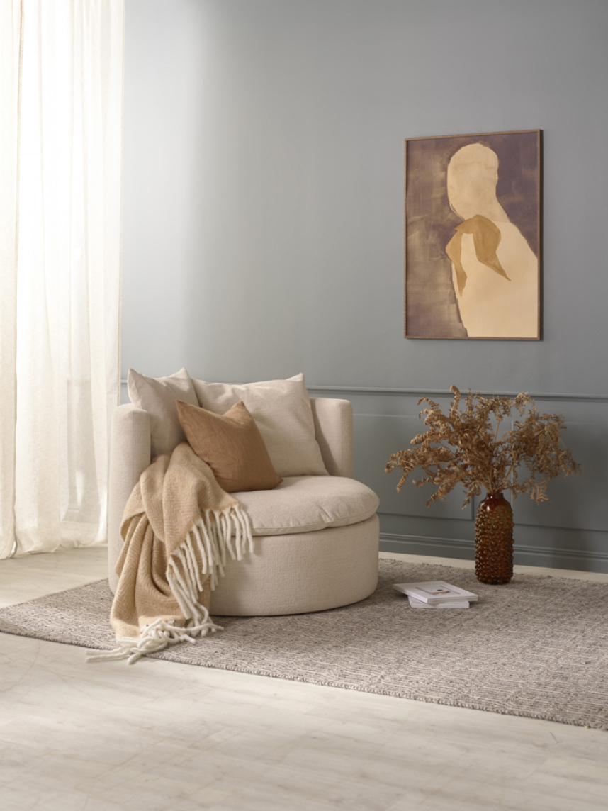 MANDARINE Fåtölj Med snurrfunktion. Tyg Beatto Cream de peche