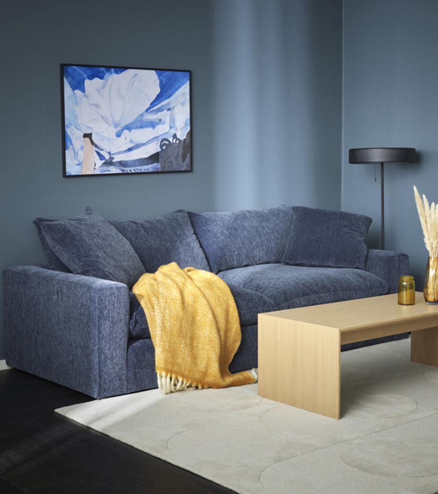 SKY Soffa 1,5-sits Tyg Nantes Blue