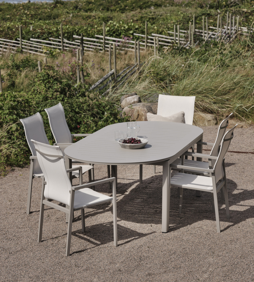 LOMMA Utematbord Antracit. L: 220 cm. Elipse.