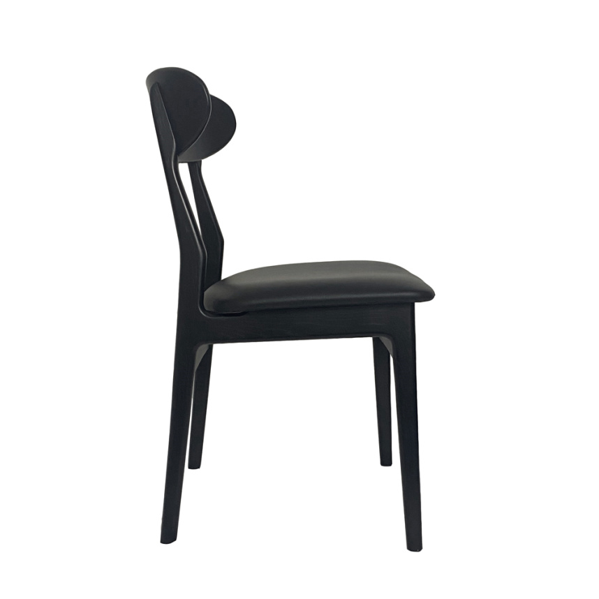 ASTER Stol Massiv ek svartbetsad lack. Läder Svart.