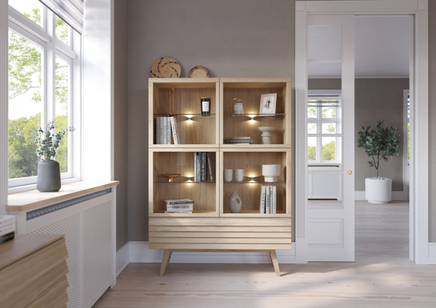 PERSIENN Vitrinskåp Massiv Ek Vitoljad