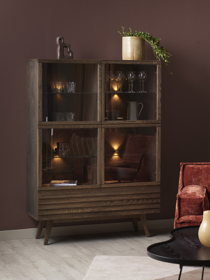 PERSIENN Vitrinskåp Massiv Ek Rökoljad