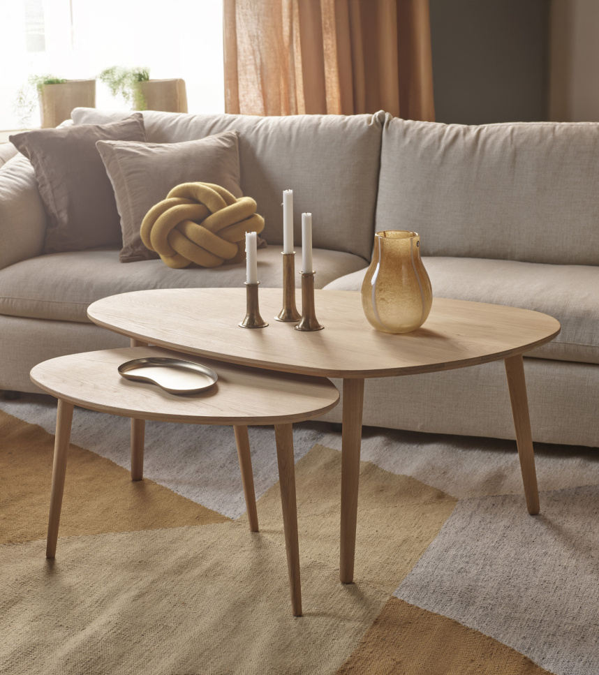 LUNDEN Soffbord Vitoljad massiv ek