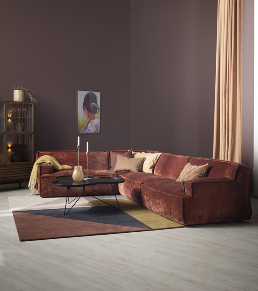 PLATANI Hörnsoffa Tyg Levis 126 Copper