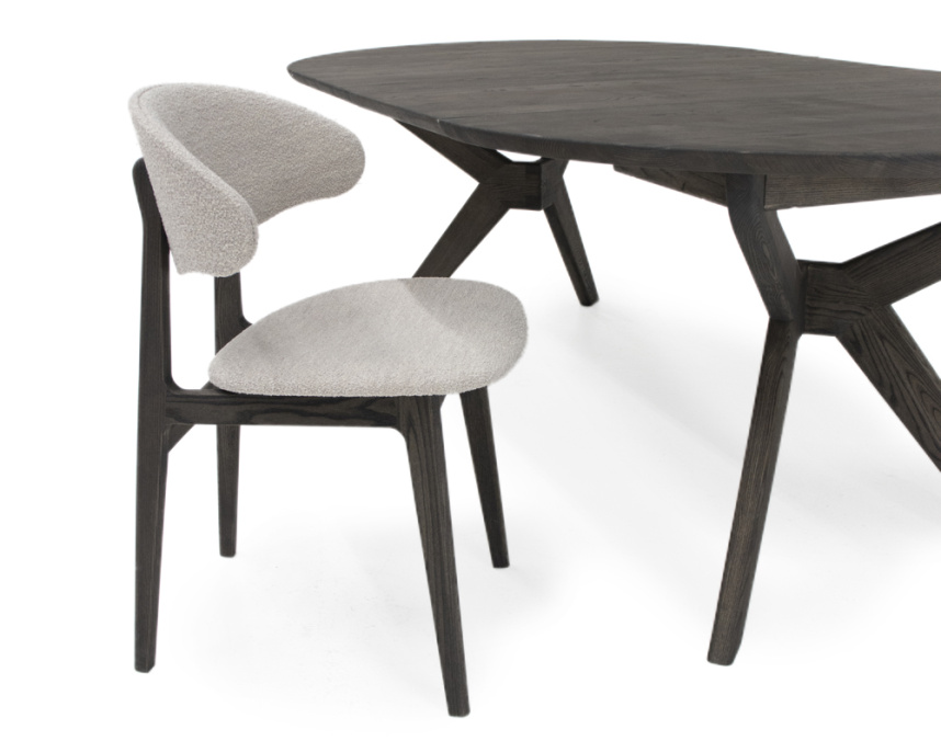 RAM WOOD COMFORT Stol Massiv ask Moccabrunoljad. Tyg Alpine Natural.