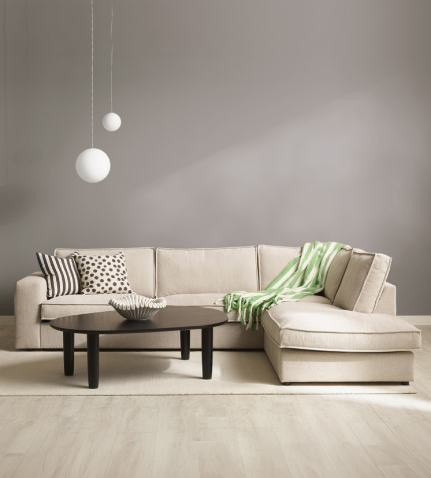 GRACE Soffa med öppet avslut Tyg Kansas Beige. Vänster